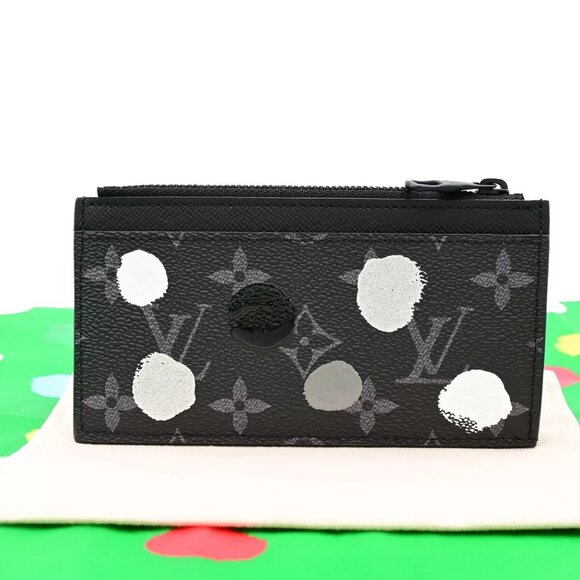 LOUIS VUITTON LV x YK Coin Card Holder Monogram Eclipse Dot Black - Picture 10 of 14